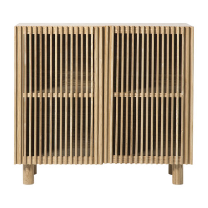 Kast Japandi met 2 deuren - bruin - 80x72x33 cm 