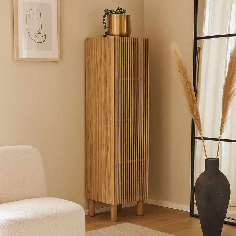 Kast Japandi smal - bruin - 145x40x33 cm