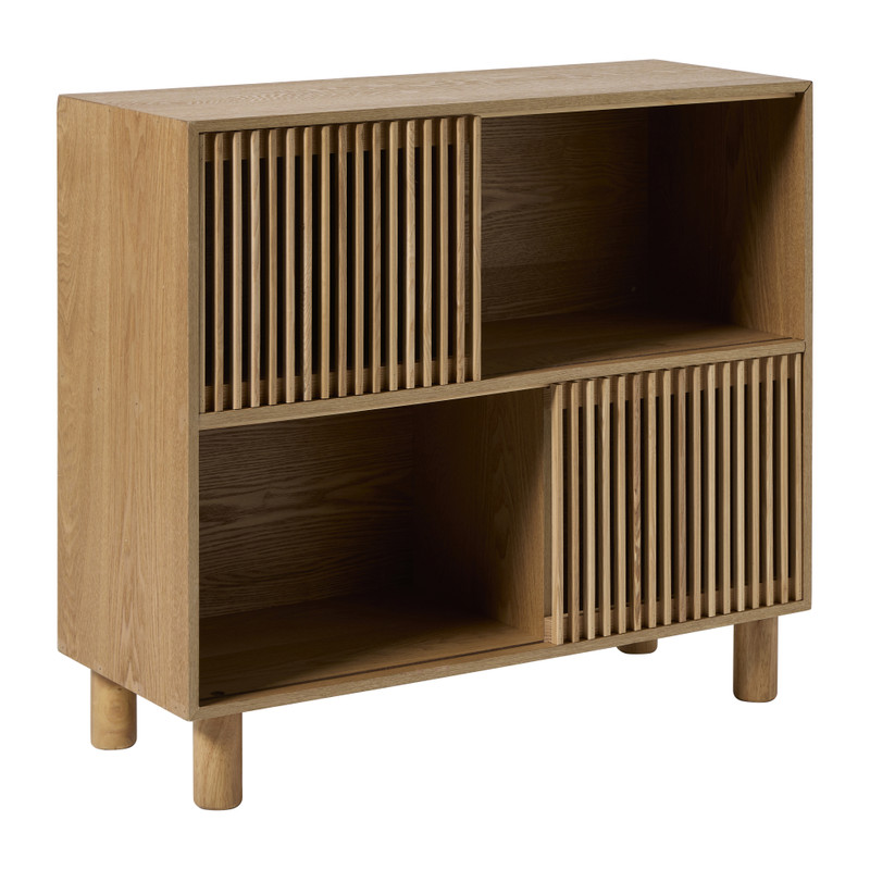 Kast Japandi met schuifdeuren -  bruin - 80x70x31 cm