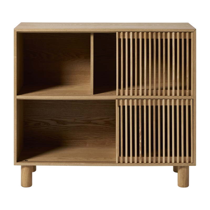 Kast Japandi met schuifdeuren -  bruin - 80x70x31 cm