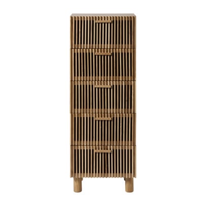 Smalle kast Japandi met 5 lades- bruin - 108x40x31 cm