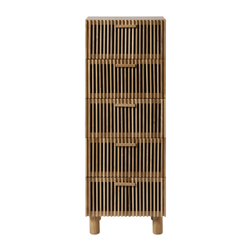 Smalle kast Japandi met 5 lades- bruin - 108x40x31 cm