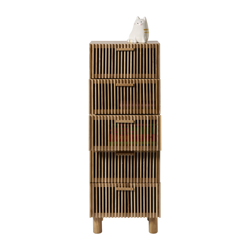 Smalle kast Japandi met 5 lades- bruin - 108x40x31 cm