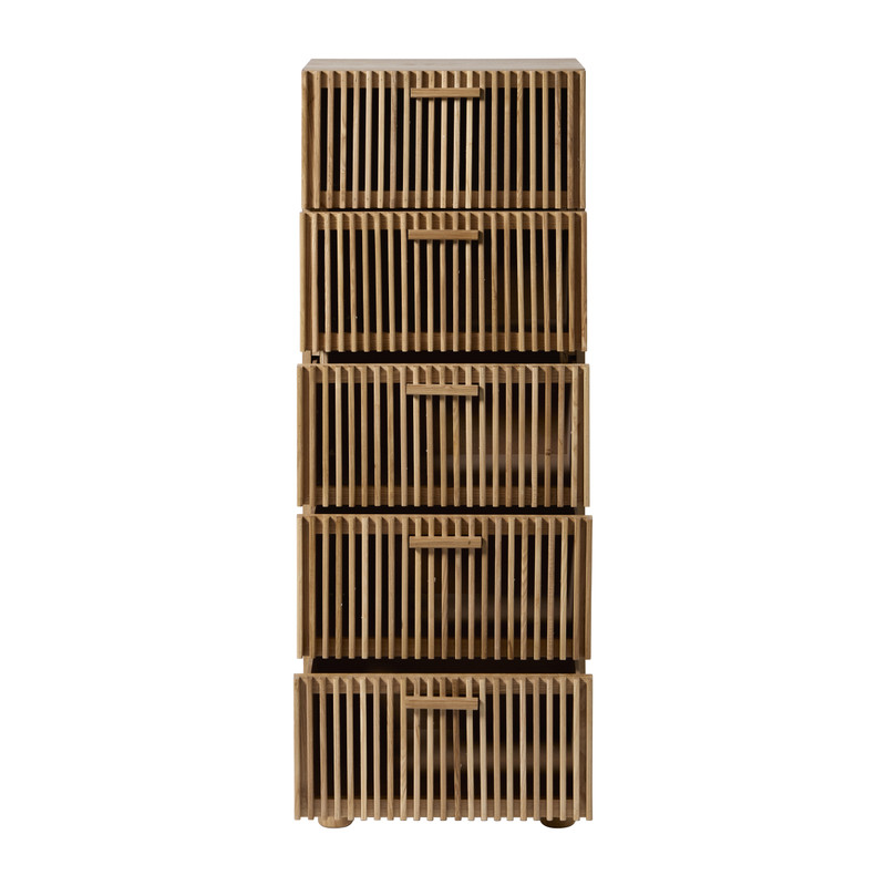 Smalle kast Japandi met 5 lades- bruin - 108x40x31 cm