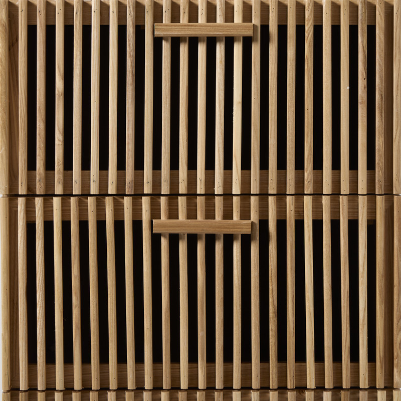 Smalle kast Japandi met 5 lades- bruin - 108x40x31 cm