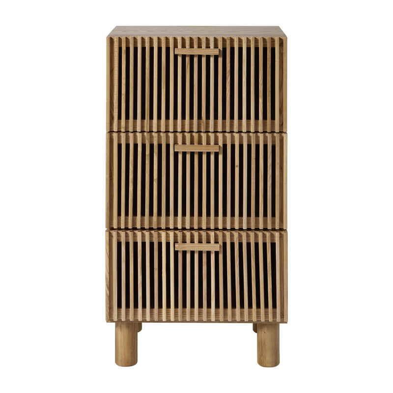 Smalle kast Japandi met 3 lades - bruin -73x40x31 cm
