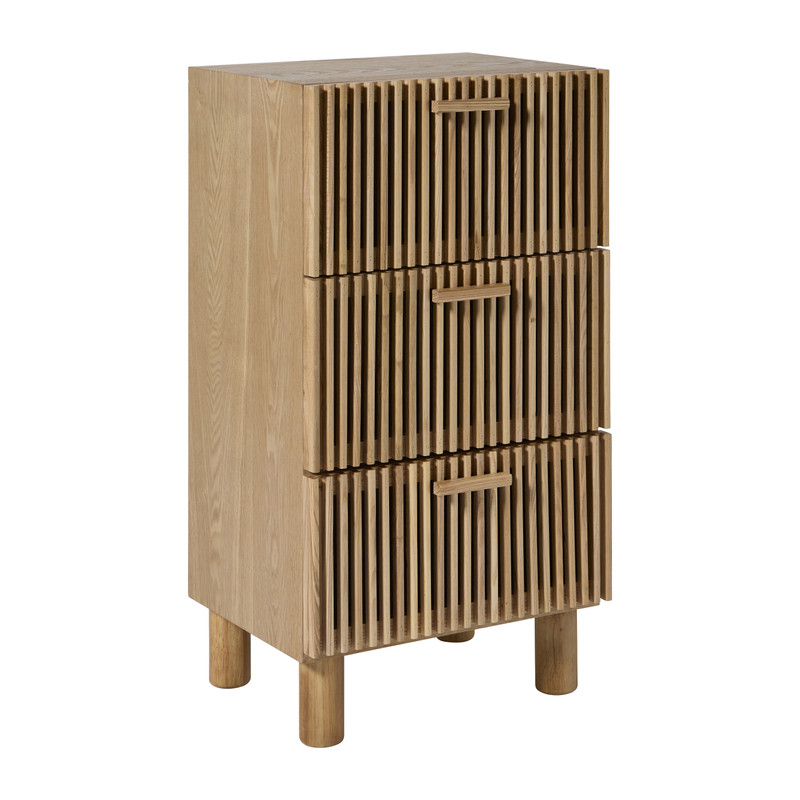 Smalle kast Japandi met 3 lades - bruin -73x40x31 cm
