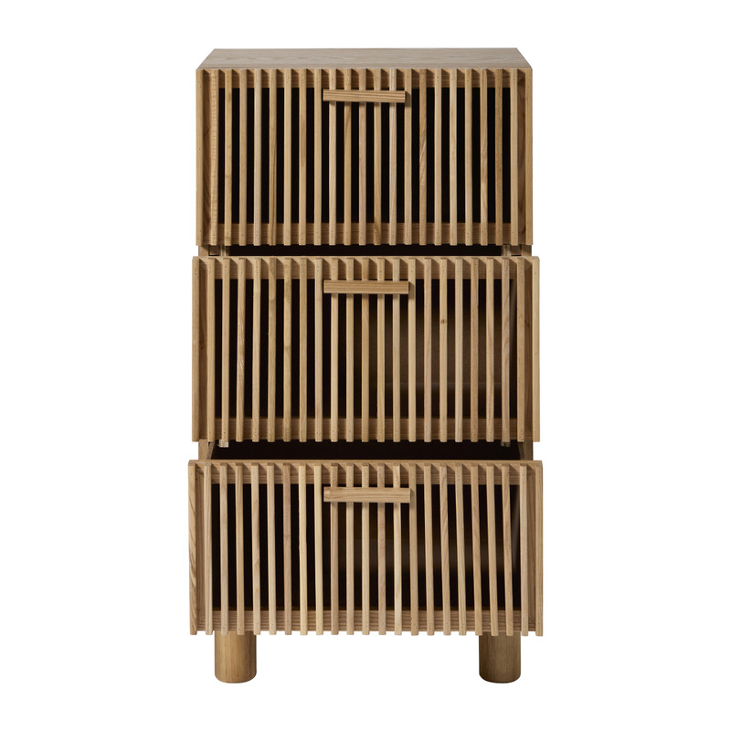 Smalle kast Japandi met 3 lades - bruin -73x40x31 cm