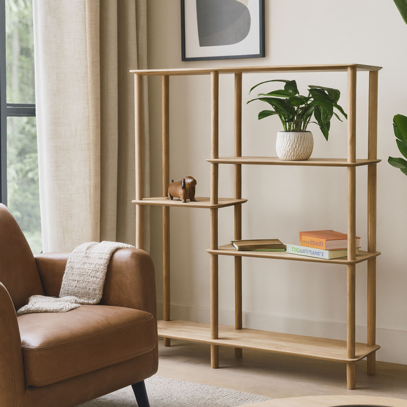 Vakkenkast Scandi hoog - naturel - 140x120x30 cm 