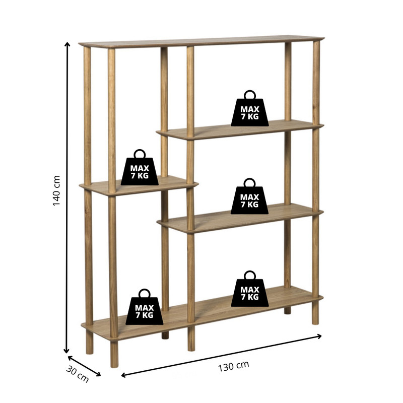 Vakkenkast Scandi hoog - naturel - 140x120x30 cm 