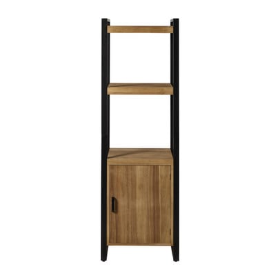 Kast met 1 deur James -  bruin/zwart - 168.5x54x41 cm