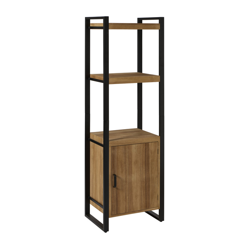 Kast met 1 deur James -  bruin/zwart - 168.5x54x41 cm