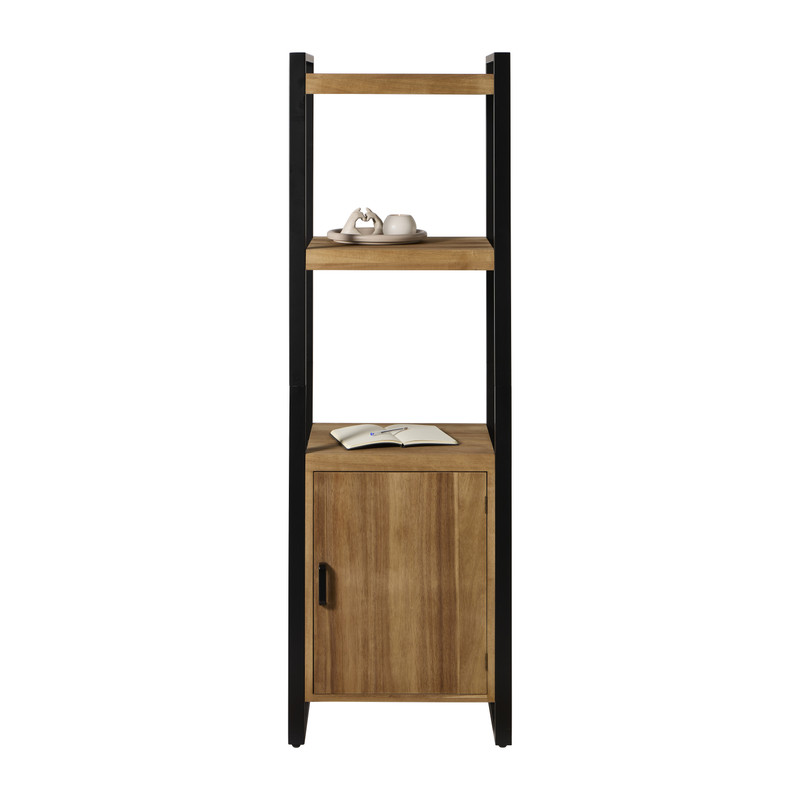 Kast met 1 deur James -  bruin/zwart - 168.5x54x41 cm