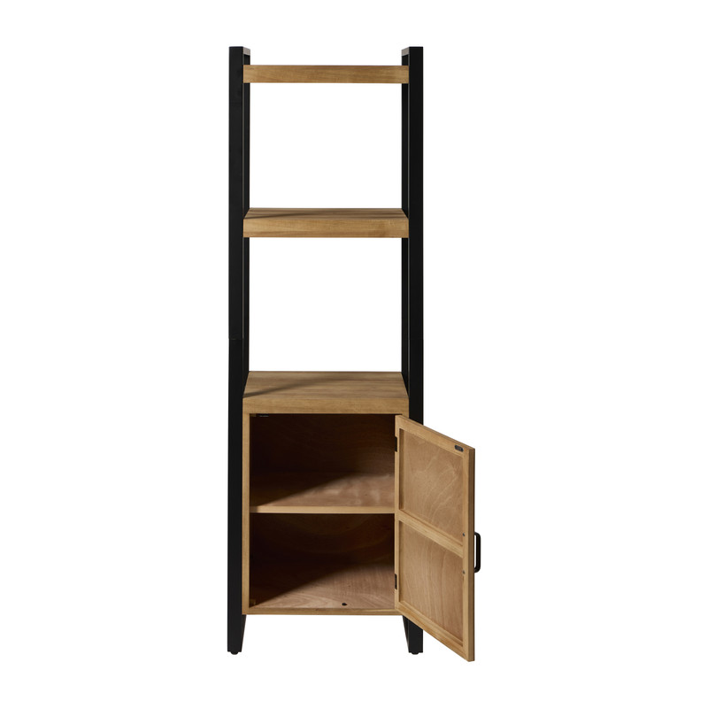 Kast met 1 deur James -  bruin/zwart - 168.5x54x41 cm