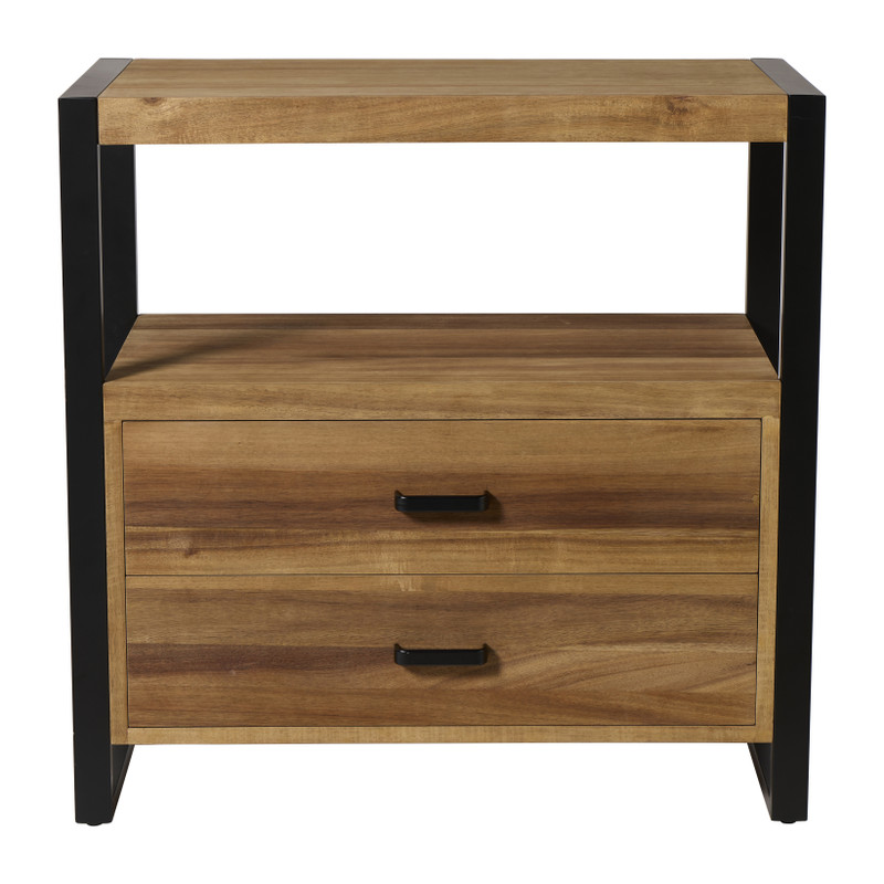 Ladekast James met 2 lades - bruin/zwart - 80x80x41 cm