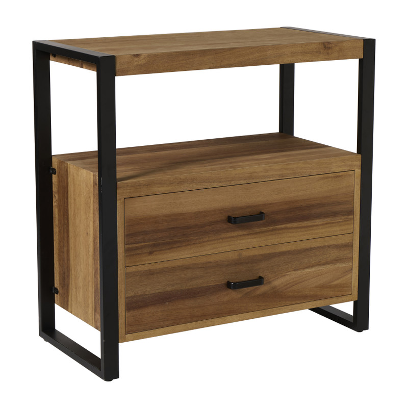 Ladekast James met 2 lades - bruin/zwart - 80x80x41 cm