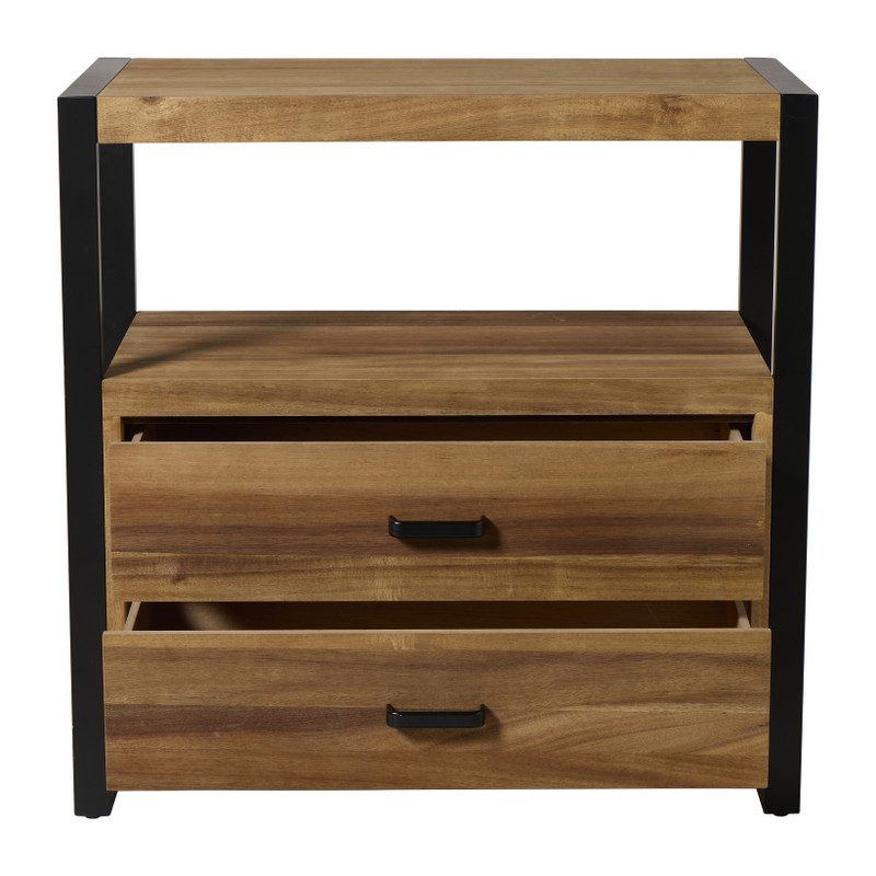 Ladekast James met 2 lades - bruin/zwart - 80x80x41 cm