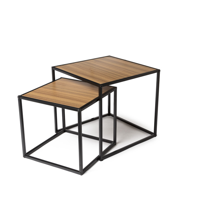 Bijzettafel basix - bruin - set van 3