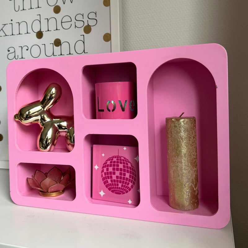 Wandkastje Zaha organic - MDF - roze - 28x40x9 cm