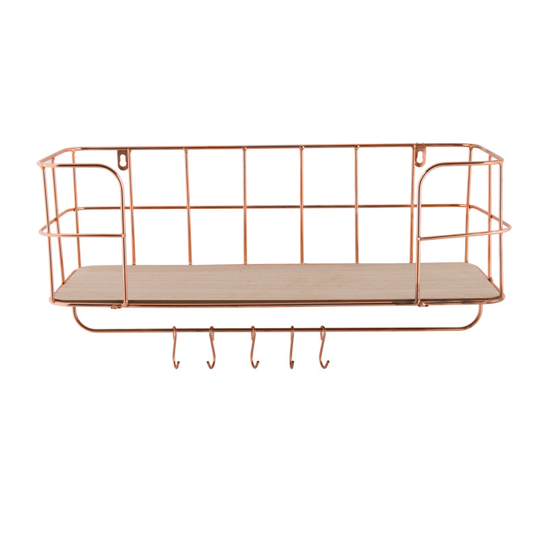 Wand-bakkerskast met haken - koper - 50x18x27cm