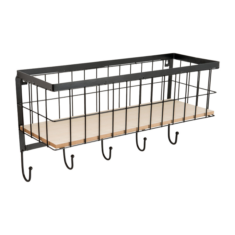 Wandrek met 5 haken - 48x17x27 cm