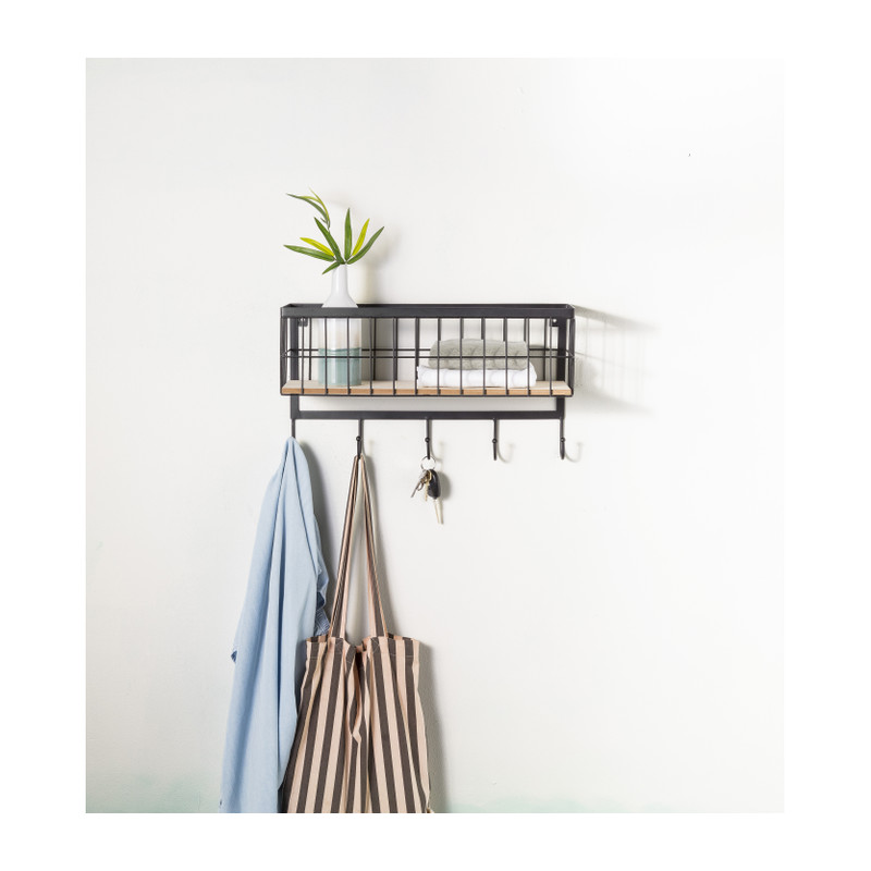 Wandrek met 5 haken - 48x17x27 cm
