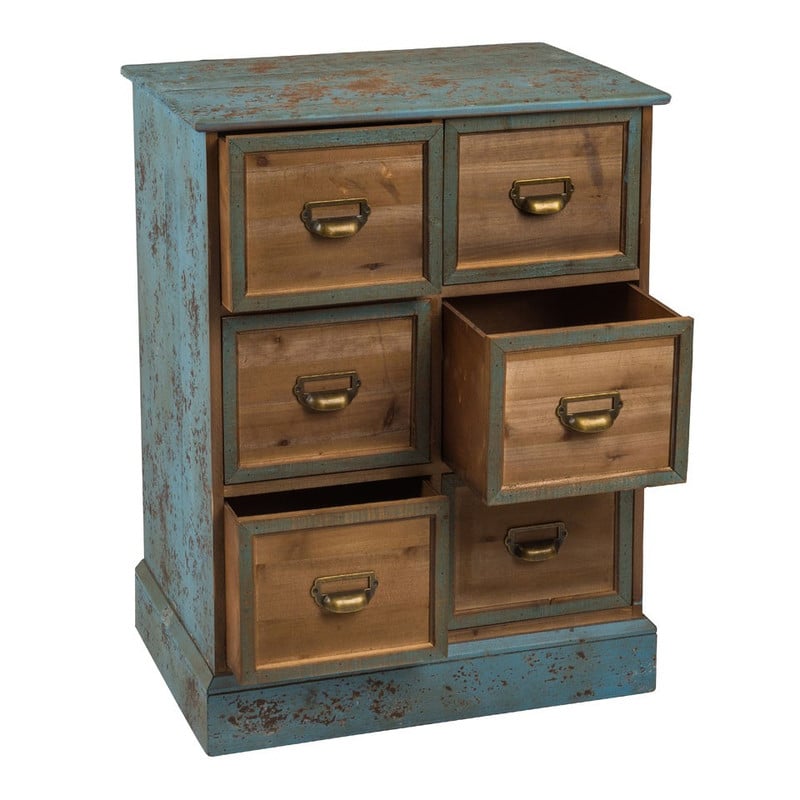 Apothekerskast - 6 laden - naturel/blauw