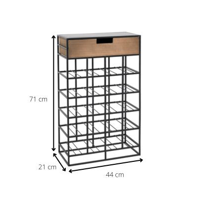Wijnrek met lade - voor 20 flessen - 44x21x71 cm 