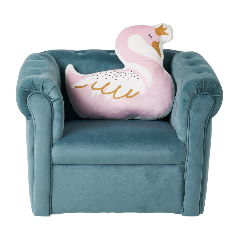 Kids stoeltje velvet - blauw