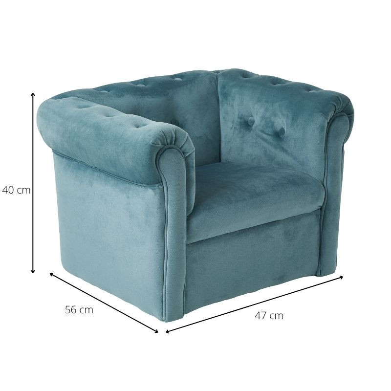 Kids stoeltje velvet - blauw