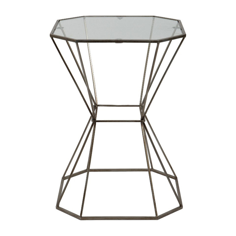 Bijzettafeltje glazen blad - diabolo - 40x55 cm