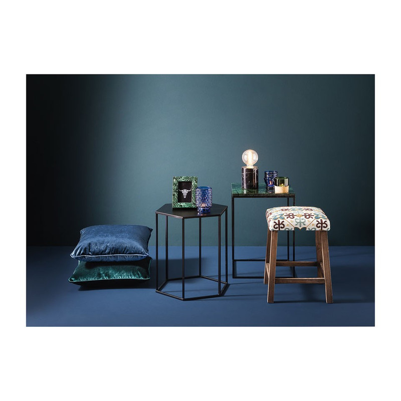 Bijzettafel marmer - wit/grijs - 35x35x50 cm