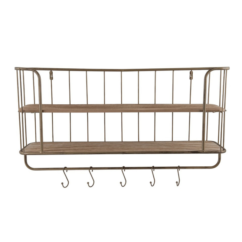 Wand-bakkerskast met haken - antic gold - 80x21x42 cm