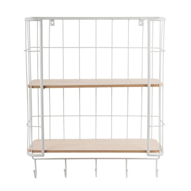 Wand-bakkerskastje met haken - 16x51x62 cm - wit