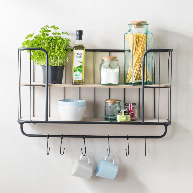 Wand-bakkerskast met haken - 75x20x53 cm