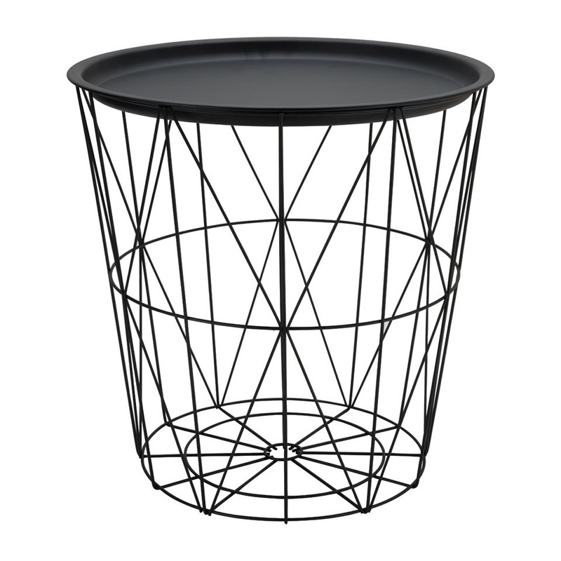 Opbergmand Malmö met dienblad - zwart - 40x41 cm