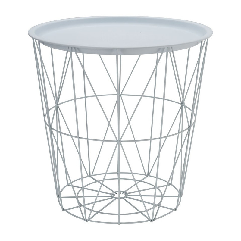 Opbergmand Malmö met dienblad - wit - 40x41 cm