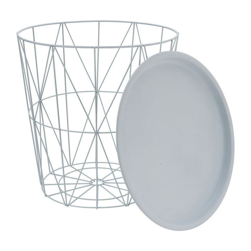 Opbergmand Malmö met dienblad - wit - 40x41 cm