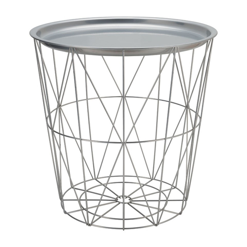 Opbergmand Malmö met dienblad - grijs - 40x41 cm