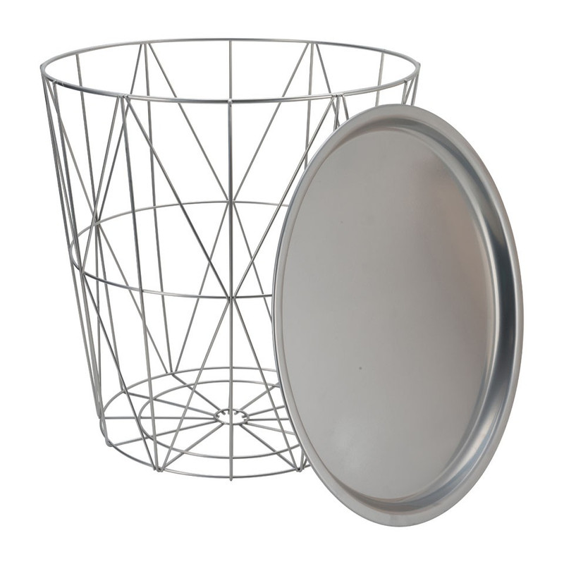 Opbergmand Malmö met dienblad - grijs - 40x41 cm