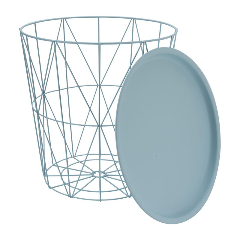 Opbergmand Malmö met dienblad - blauw - 40x41 cm