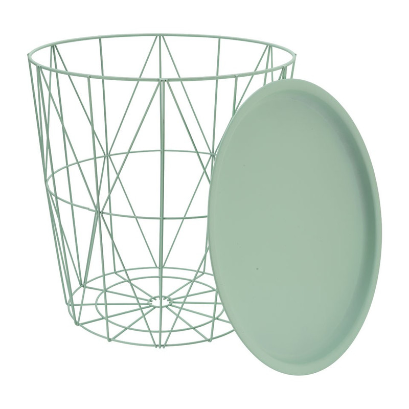 Opbergmand Malmö met dienblad - groen - 40x41 cm