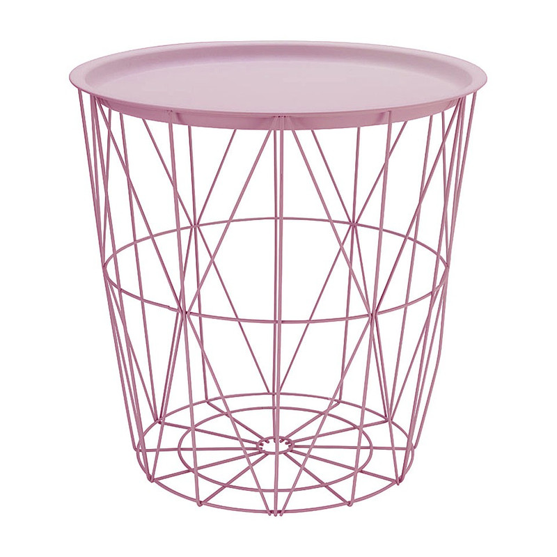 Opbergmand Malmö met dienblad - roze - 40x40 cm