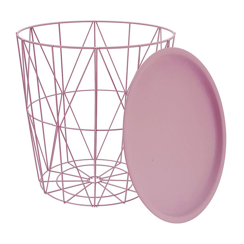 Opbergmand Malmö met dienblad - roze - 40x40 cm