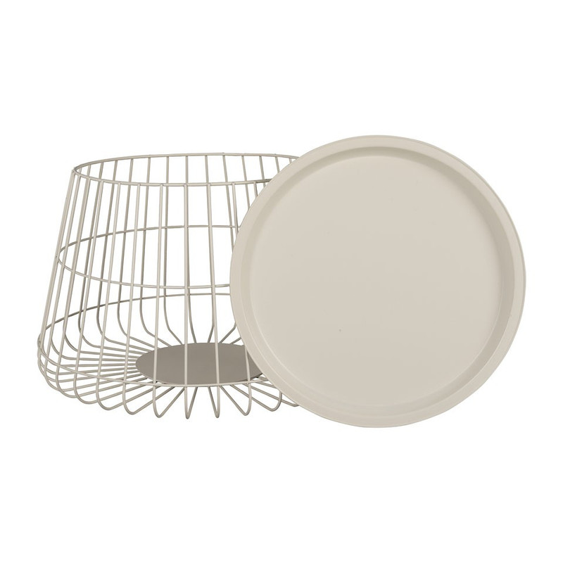 Opbergmand met dienblad Malmö - wit - 56x36 cm