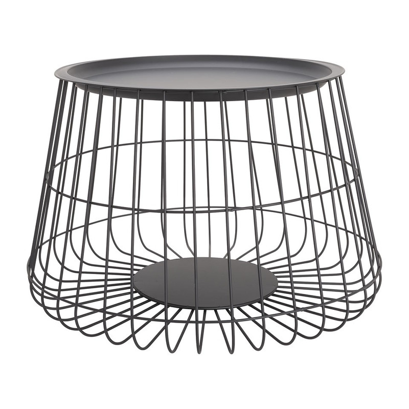 Opbergmand met dienblad Malmö - zwart - 56x36 cm 