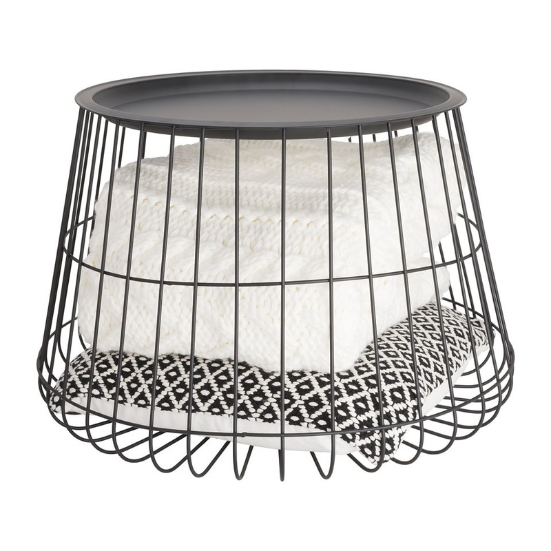 Opbergmand met dienblad Malmö - zwart - 56x36 cm 