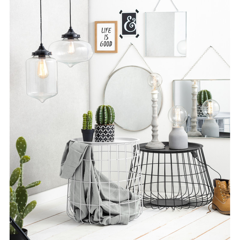 Opbergmand met dienblad Malmö - zwart - 56x36 cm 