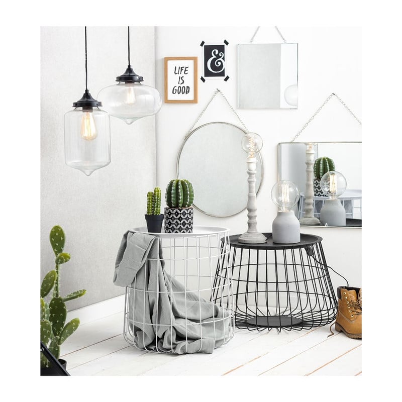 Opbergmand met dienblad Malmö - wit - 42x41 cm 