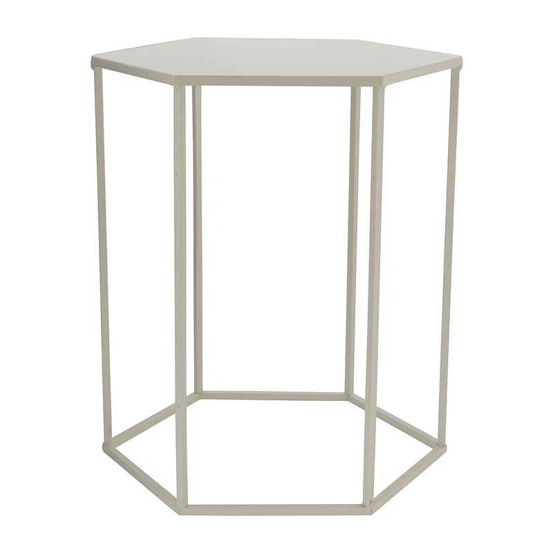 Bijzettafeltje 6-kant - wit - 35x40x45 cm